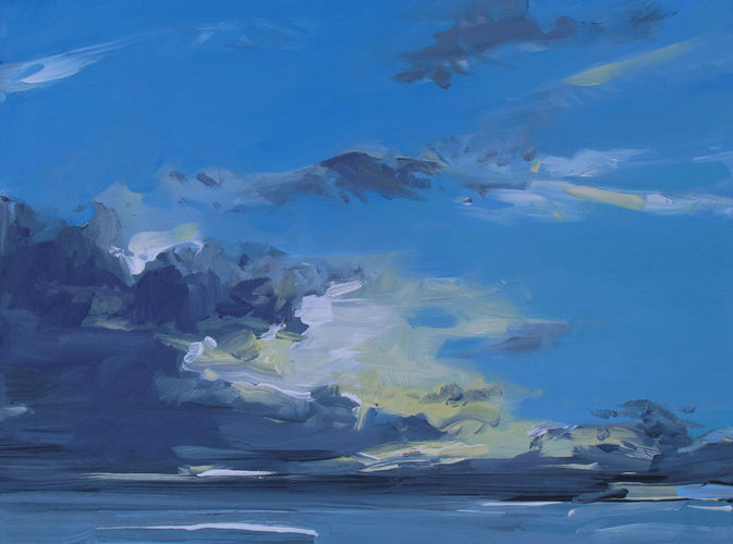 Gewitterwolken über dem Meer, Gemälde Nr. 1533 / Öl auf Holz