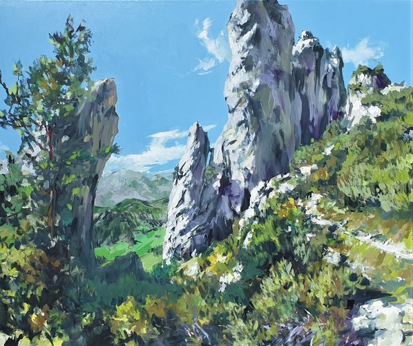 Dolomiten bei Arraba, Gemälde 6420 / Öl auf Leinwand