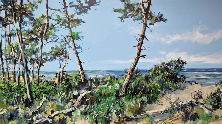 Kiefern am Weststrand, Gemälde Nr. 3334 / Acryl auf Leinwand