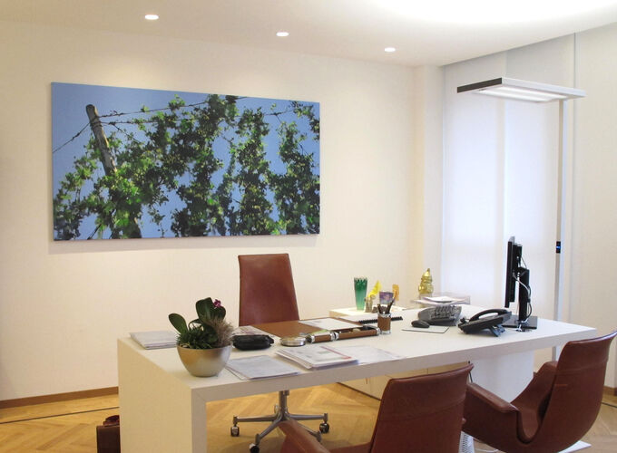 Hopfen, Gemälde Nr. 7964 Vorstandsbüro Hopfenhandel Franken / Acryl auf Leinwand
