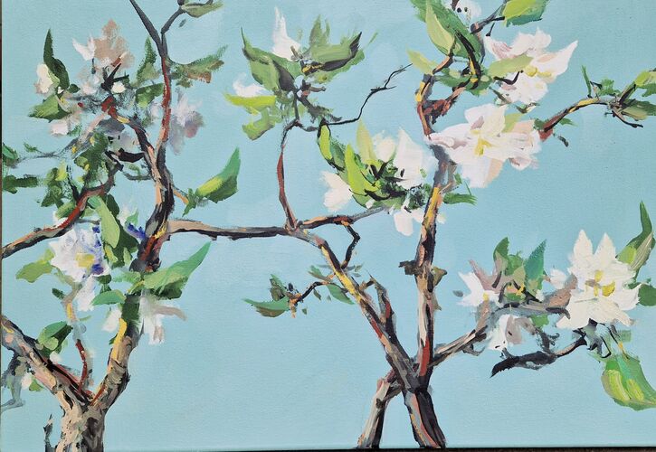 Apfelblüten, Werknr. 3473 / Öl auf Leinwand
