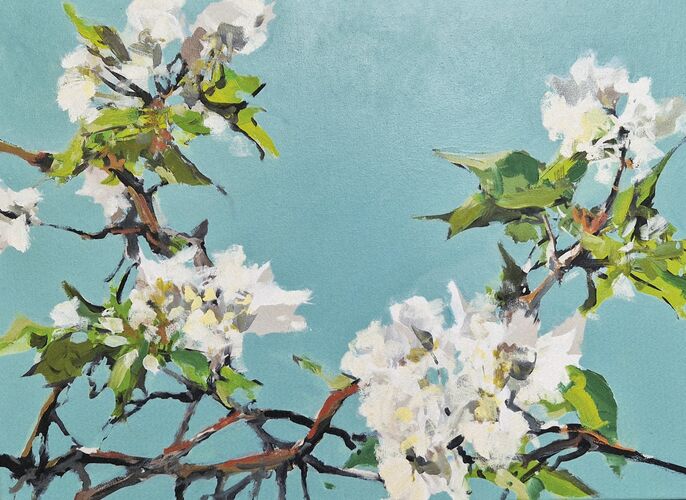 Apfelblüten, Werknr. 3472 / Öl auf Leinwand