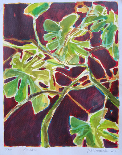 Monstera, Werknr. 3761 / Tusche auf Bütten