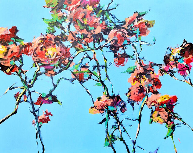 in Garten, Werknr.1152 / Acryl auf Leinwand