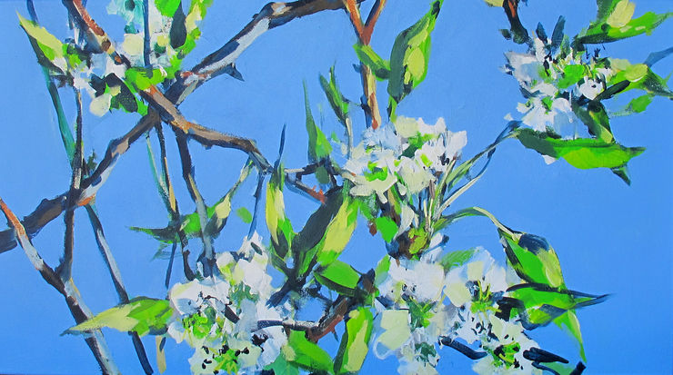 Birnenblüten, Gemälde 9541 / Acryl auf Leinwand